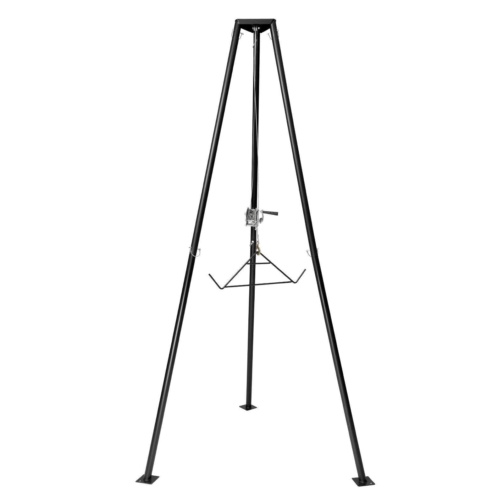 Tripod Deer Hoist, 500 Lbs Load Capacity, Hunting Game Hoist Winch Lift With Gambrel & Manual Winch, Hunting Game Skinning And Cleaning Accessory For Cleaning, Skinning, And Moving, Black - OVERLANDERS Outfitter