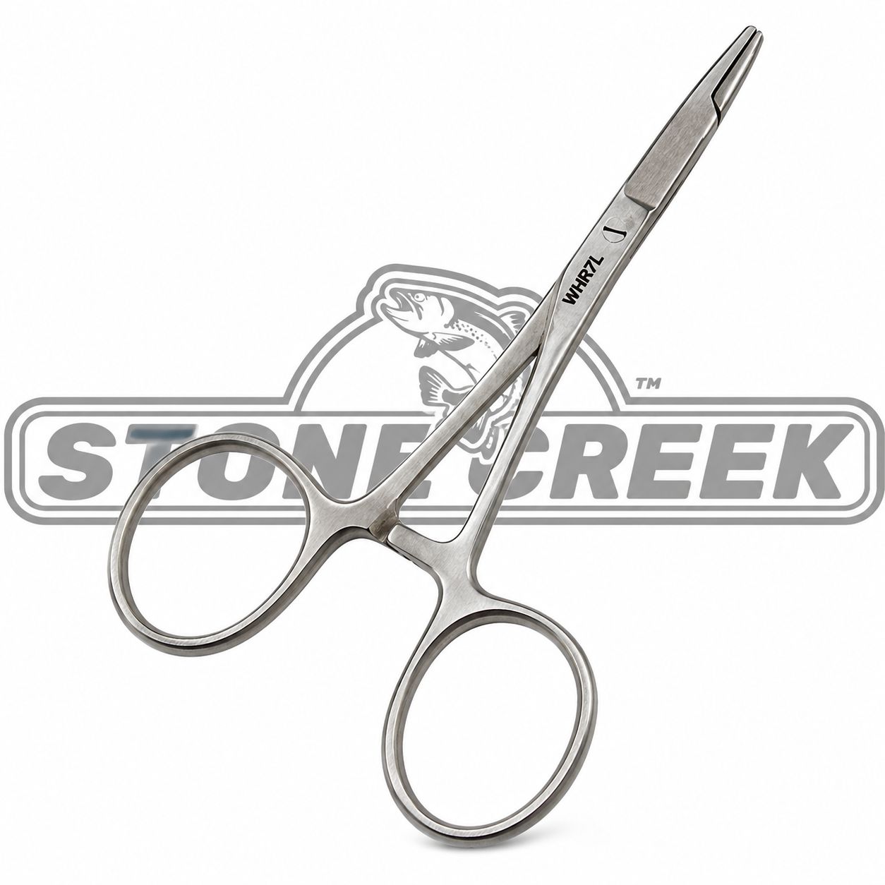 Large loop forceps, 5.5-inch stainless steel tweezers from Stone Creek Outfitters, with a curved tip for precise handling.