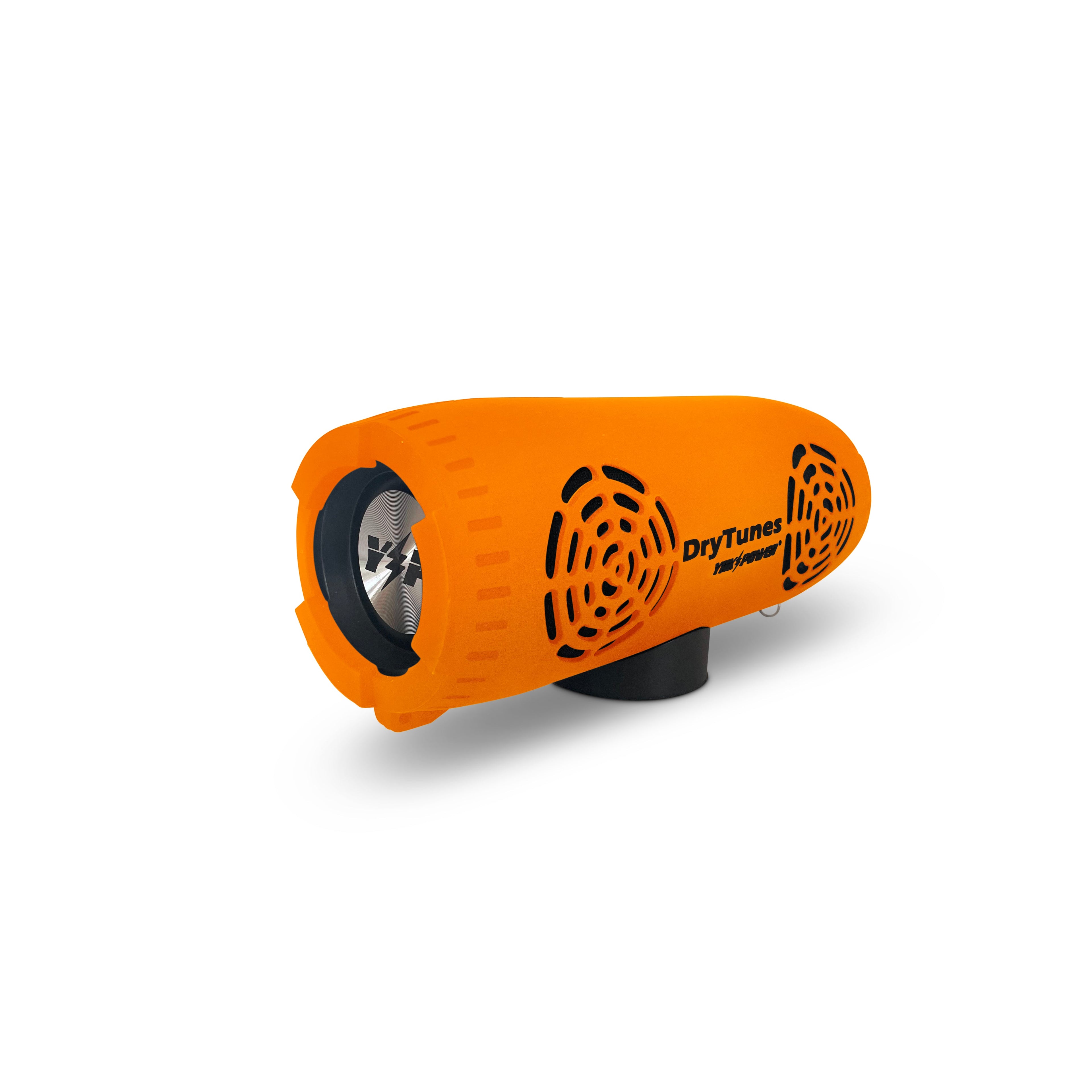 Yak Power DryTunes waterproof floating Bluetooth speaker for outdoor use, featuring portable design and durable electronics.