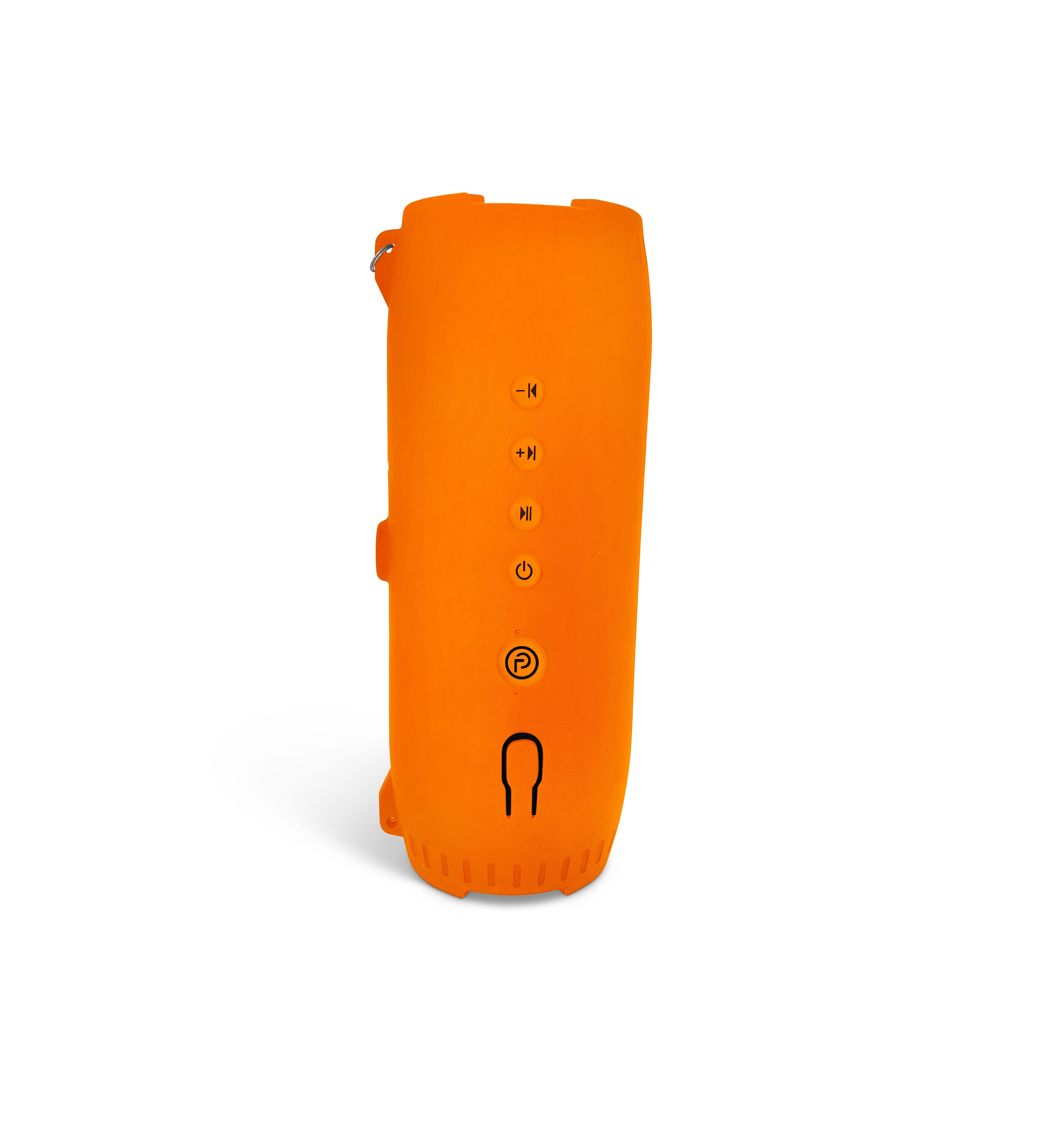 Yak Power Drytunes portable waterproof Bluetooth speaker floating on water, showing its compact design and rugged build.