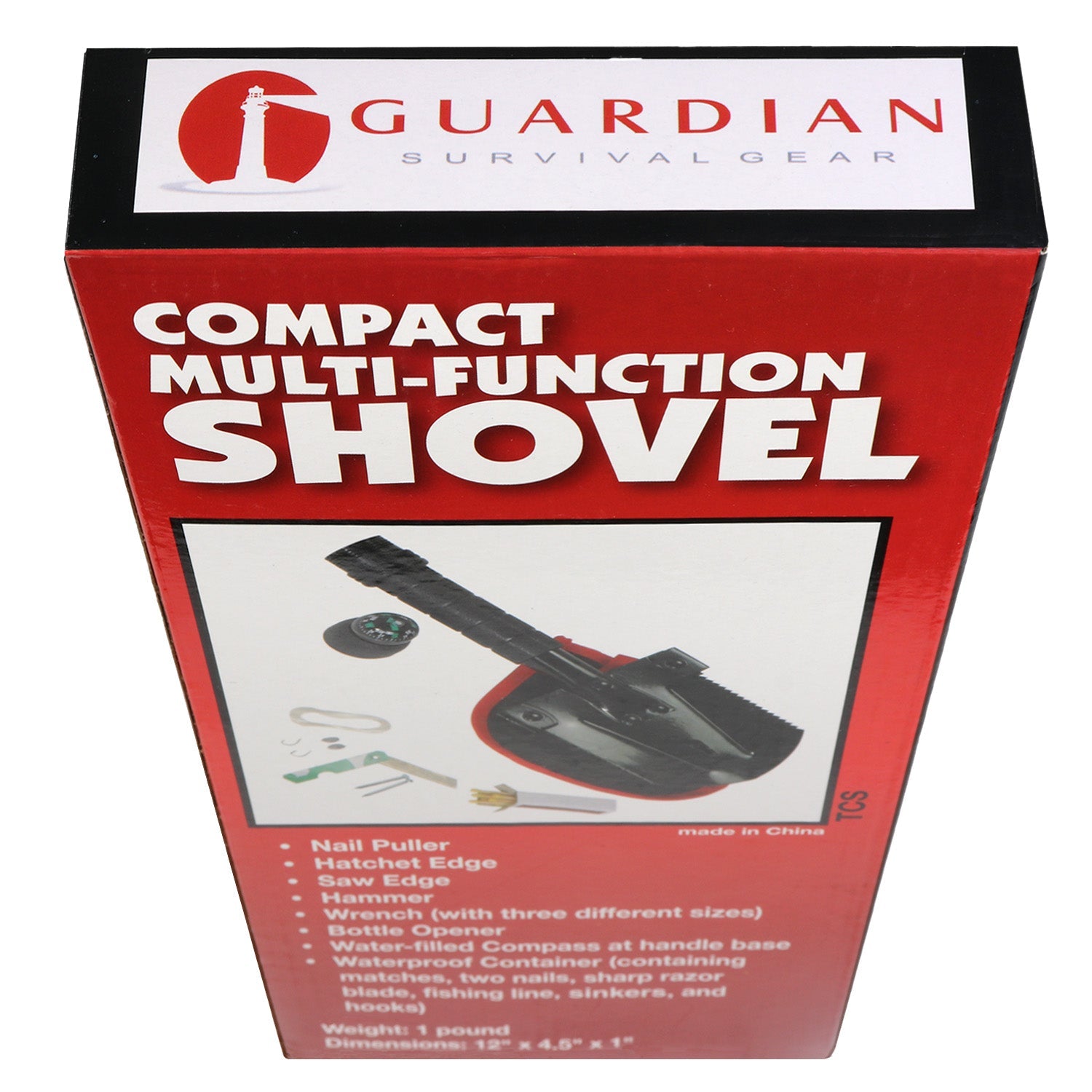 Compact multi-function survival shovel with compass, saw, matches, and folding design for camping and outdoor adventures.