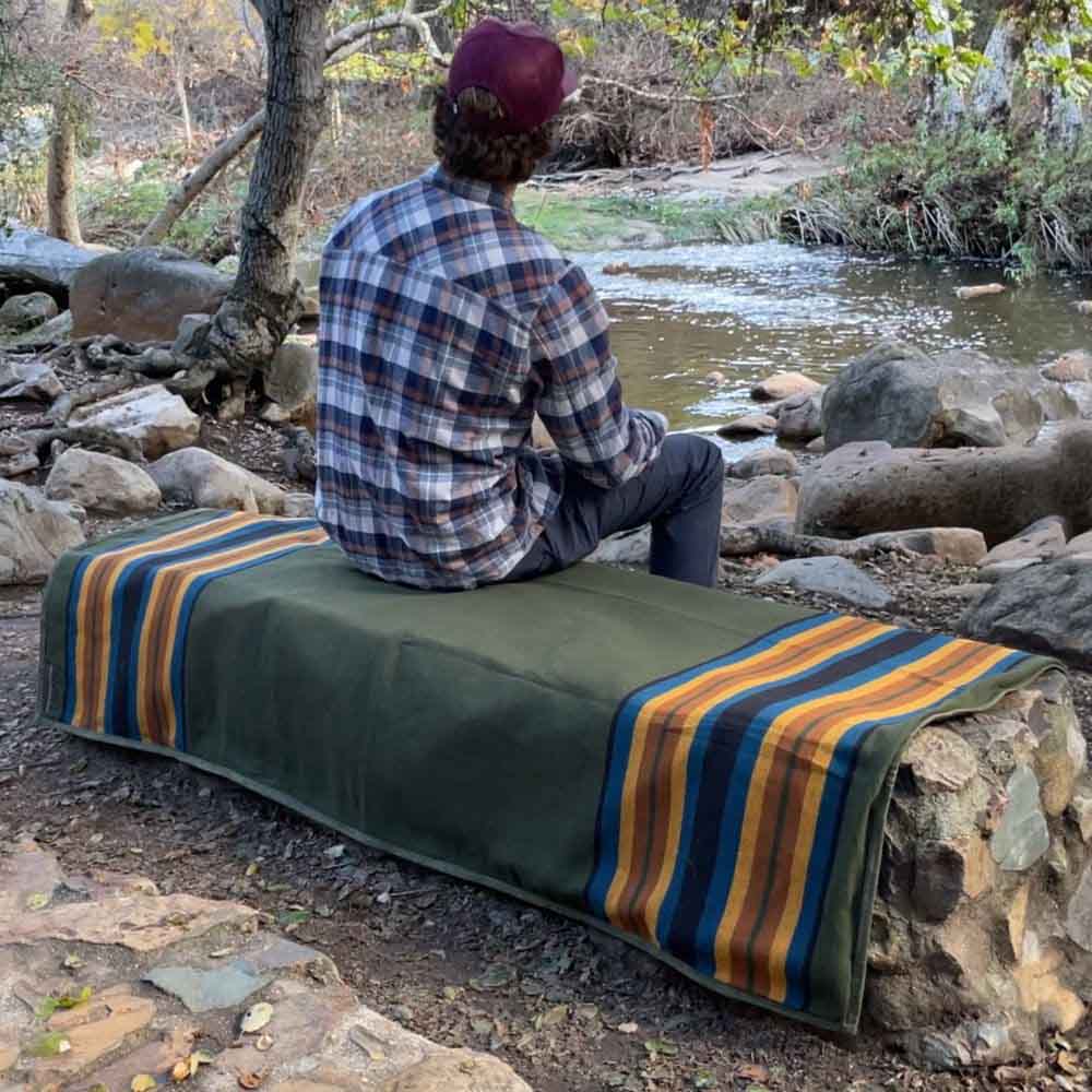 West Path waxed canvas camping blanket, outdoor throw blanket ideal for camping, bushcraft, and outdoor adventures.