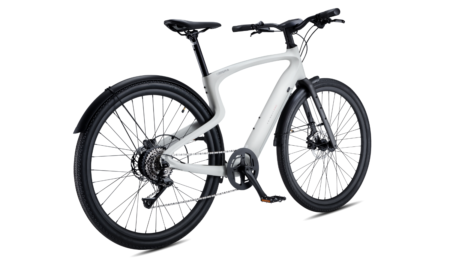 Rex E-Bikes Urtopia CARBON 1 PRO E-Bike in white, showing the sleek carbon frame and modern electric bike design.
