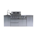 Castelle Flame Stainless Steel Outdoor BBQ Kitchen Island With 46-Inch 4-Burner 85K BTU Grill, Rotisserie Kit, And Cabinets (SAK93192) - We The Collective