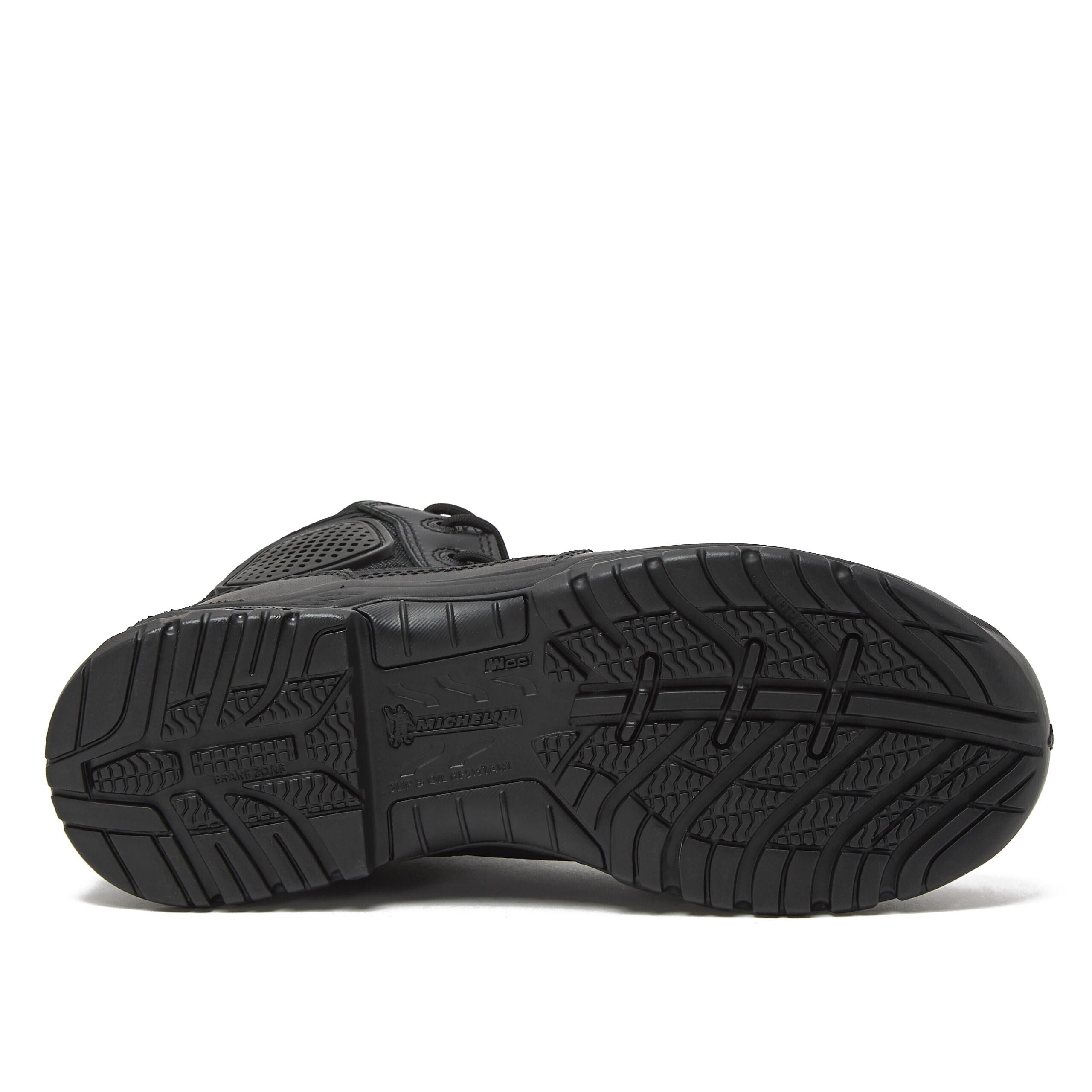 Magnum Boots Strike Force 6-inch tactical boots in black, showing sturdy leather and breathable mesh upper with rugged outsole.