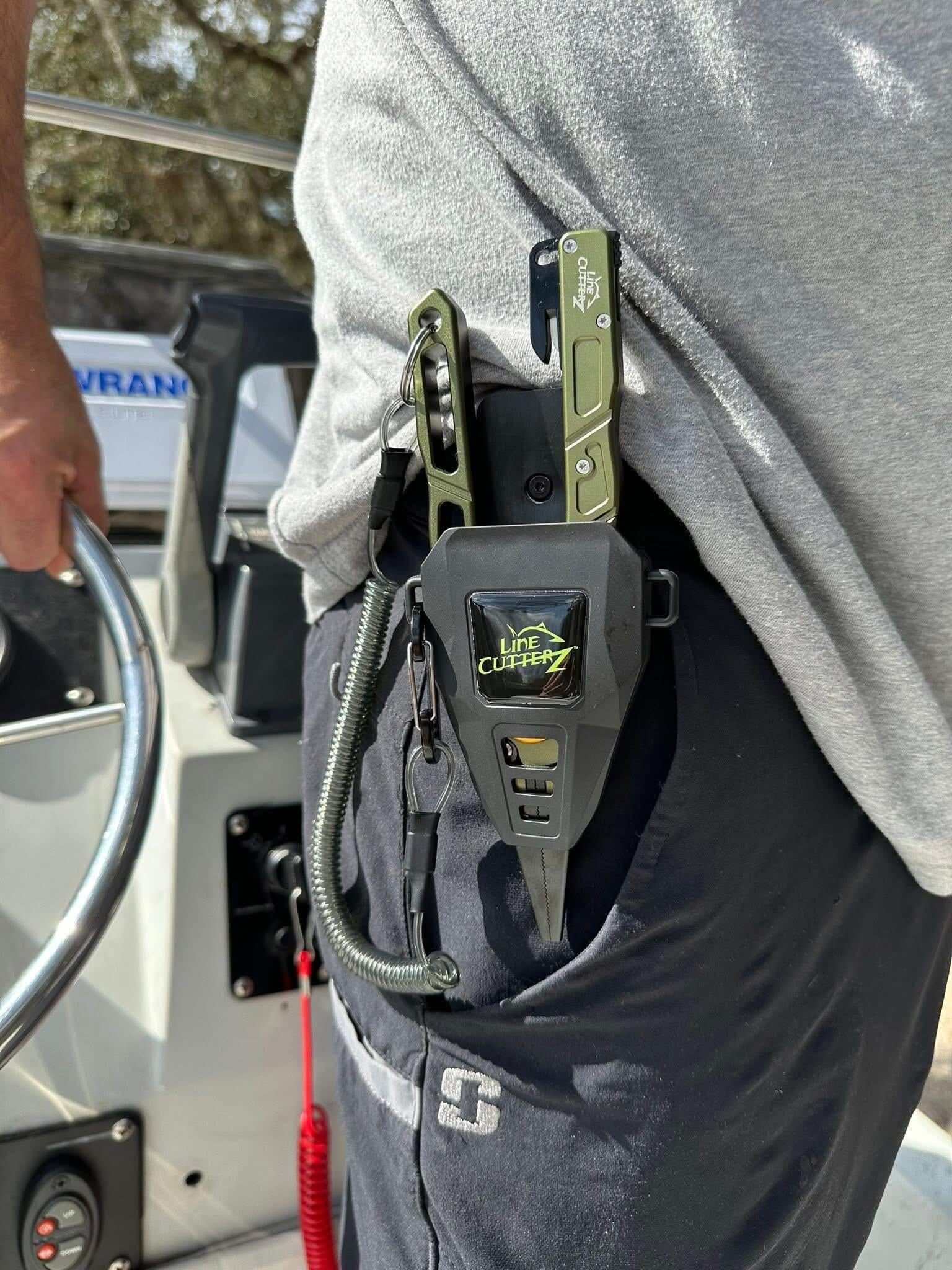 Line Cutterz Elite Pliers cutter tool with ergonomic handles and sharp cutting blades for fishing and utility tasks.