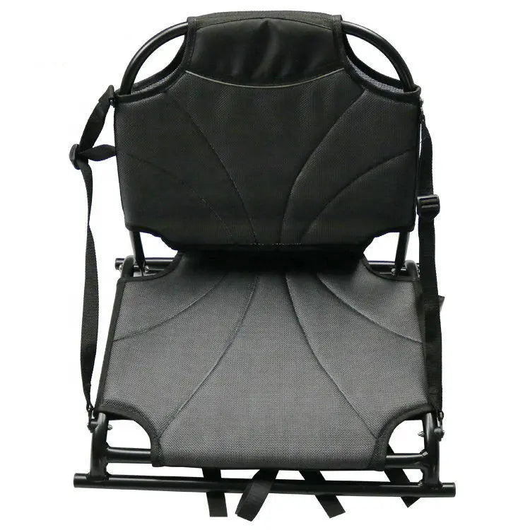 ReelYaks kayak stadium chair with padded seat and armrests, designed for comfort during outdoor kayaking adventures.