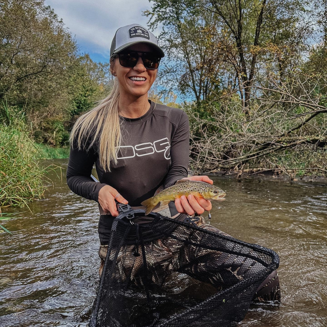 Charcoal solid fishing shirt with UPF 50+ from DSG OUTERWEAR, shown laid flat with long sleeves and button-front design.