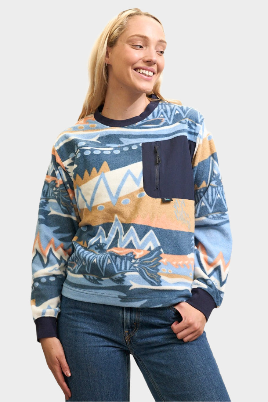 FisheWear Chummy Fleece Crew Neck in soft fleece fabric, featuring a comfortable crew neckline and cozy fit.