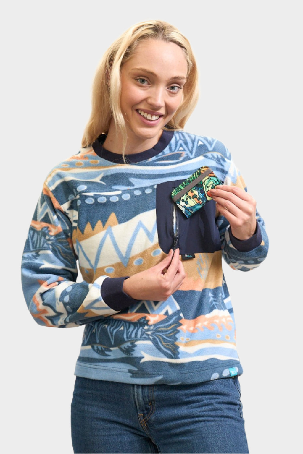 FisheWear Chummy Fleece Crew Neck in soft fleece material, showing a cozy, casual crew neck sweater.