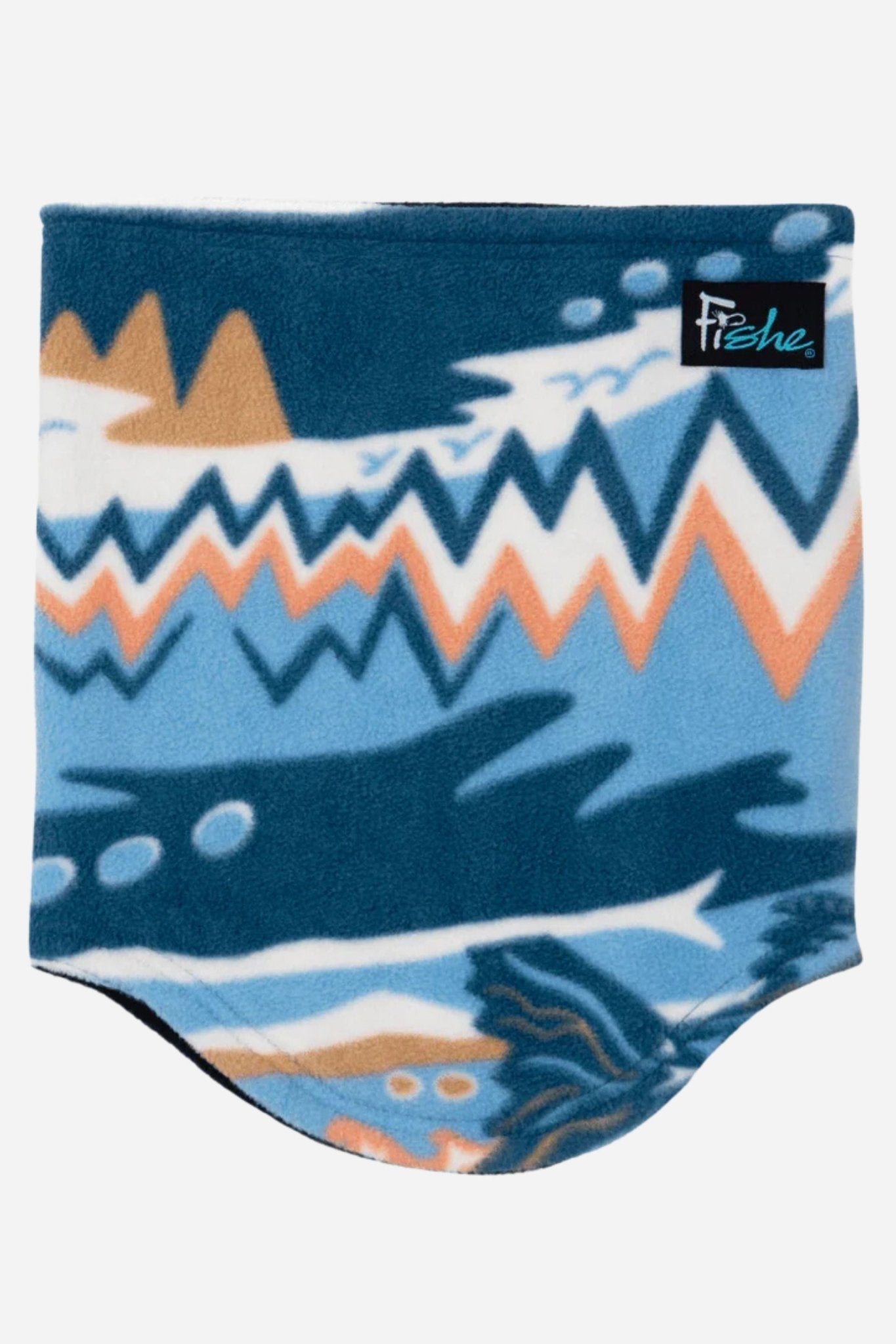 FisheWear Chummy Reversible Neck Tube in vibrant colors, showcasing its versatile, comfortable design for outdoor activities.