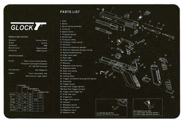 SFT2 Tactical gun cleaning bench mat with cleaning kit, designed for Glock and 1911 models, featuring durable surface.