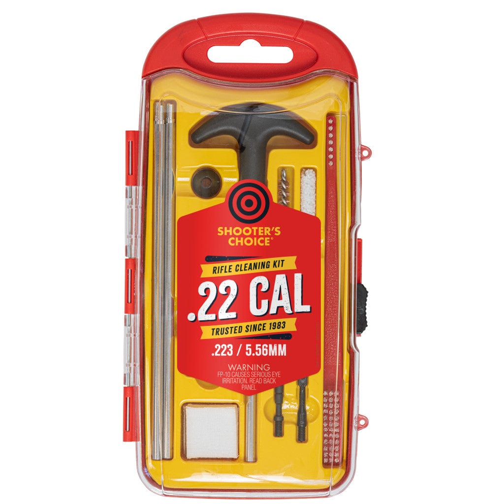 SFT2 Tactical rifle caliber cleaning kit with brushes and tools organized in a compact case for firearm maintenance.