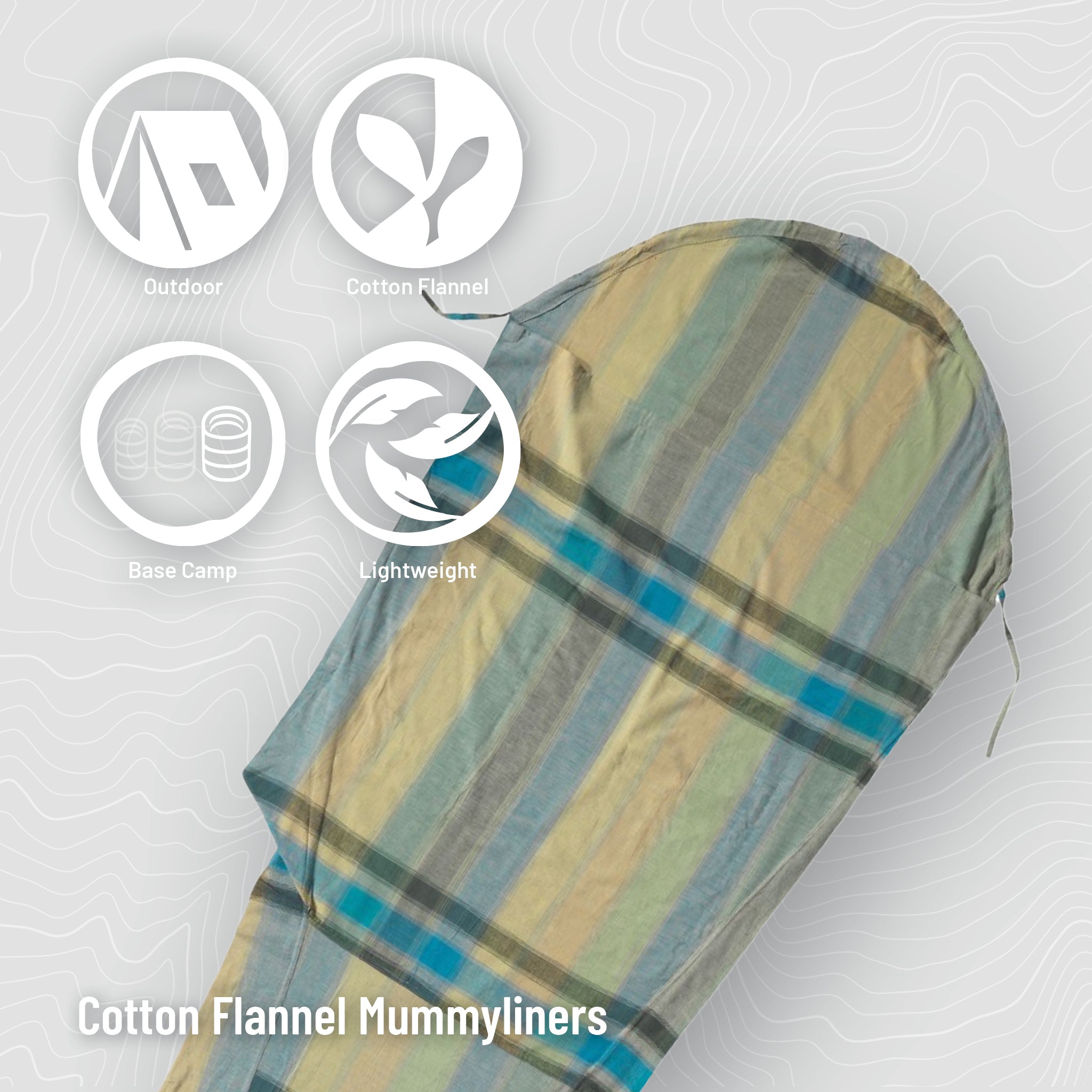 COCOON MummyLiner™ Cotton Flannel, soft and warm cotton flannel liner with a mummy shape for added comfort and insulation.