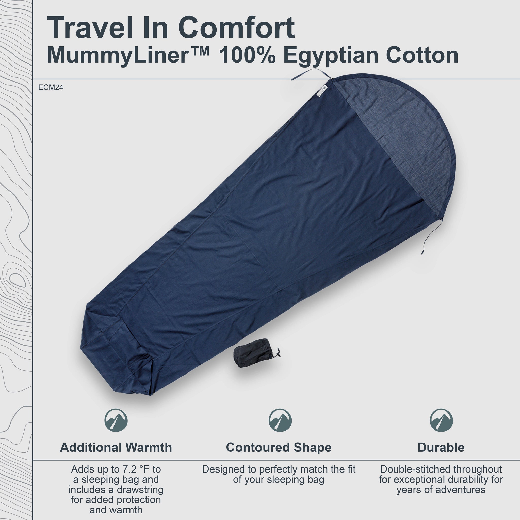 CoCOON MummyLiner™ Egyptian Cotton sheet with soft, breathable Egyptian cotton fabric shown in the image.