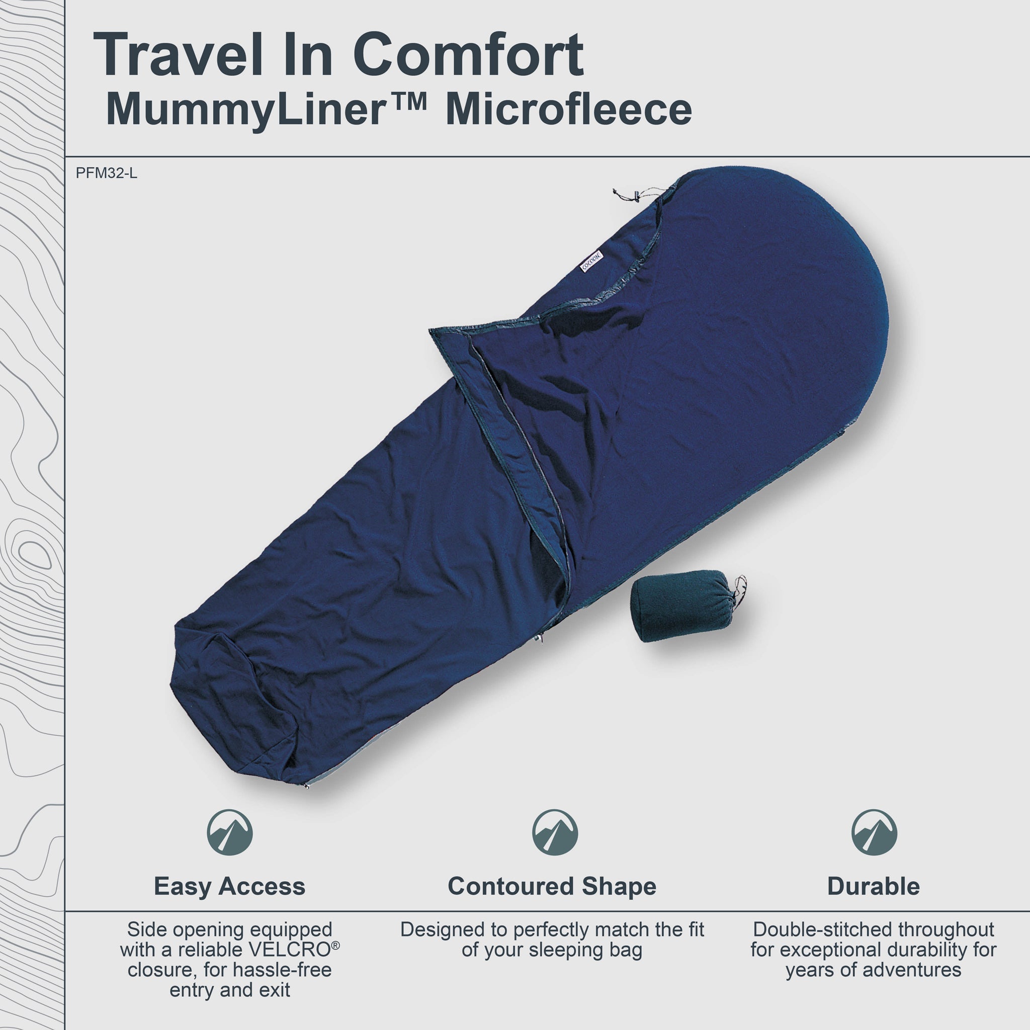 MummyLiner™ Microfleece - Dark Petrol - Left Side Zipper - OVERLANDERS Outfitter