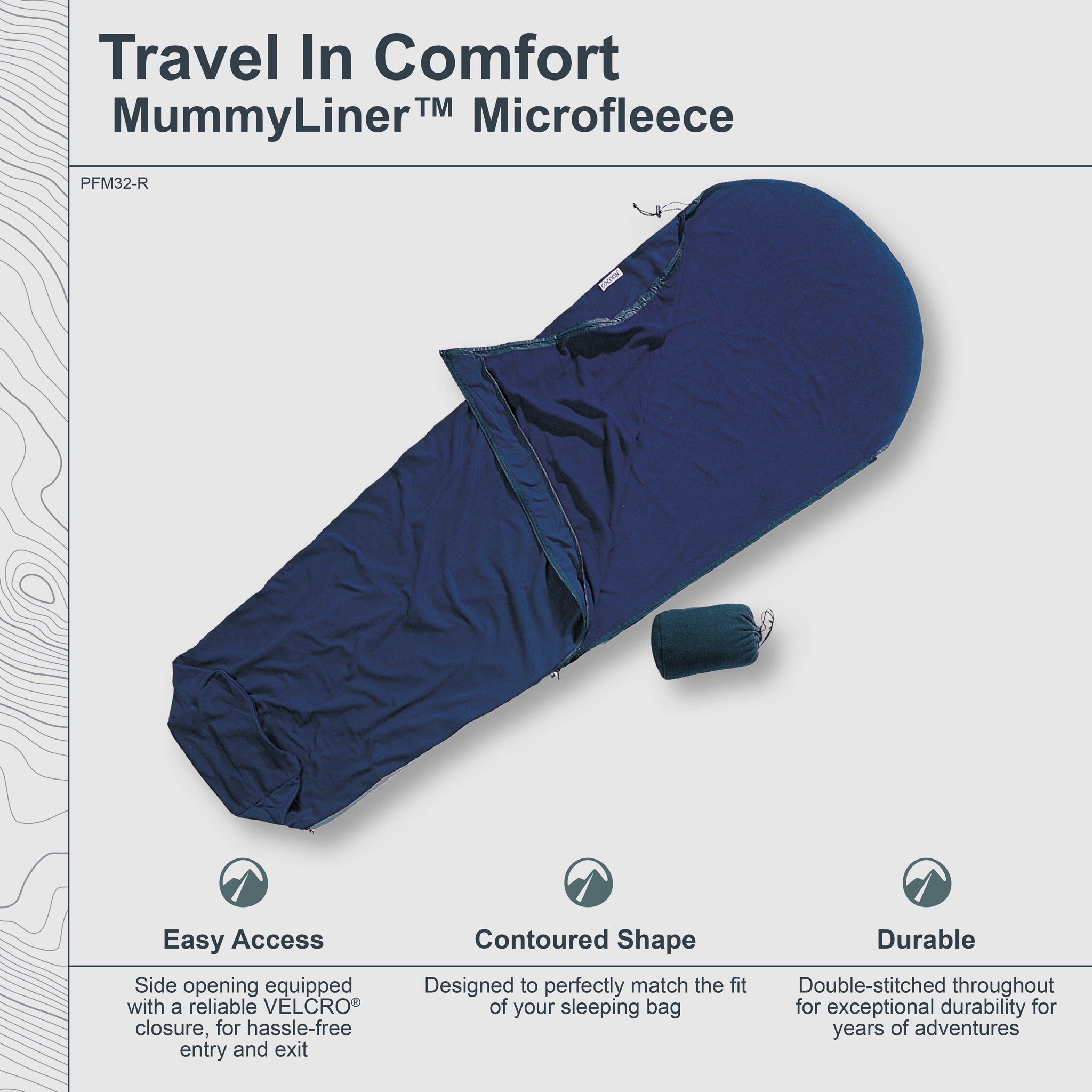 MummyLiner™ Microfleece - Dark Petrol- Right Side Zipper - OVERLANDERS Outfitter