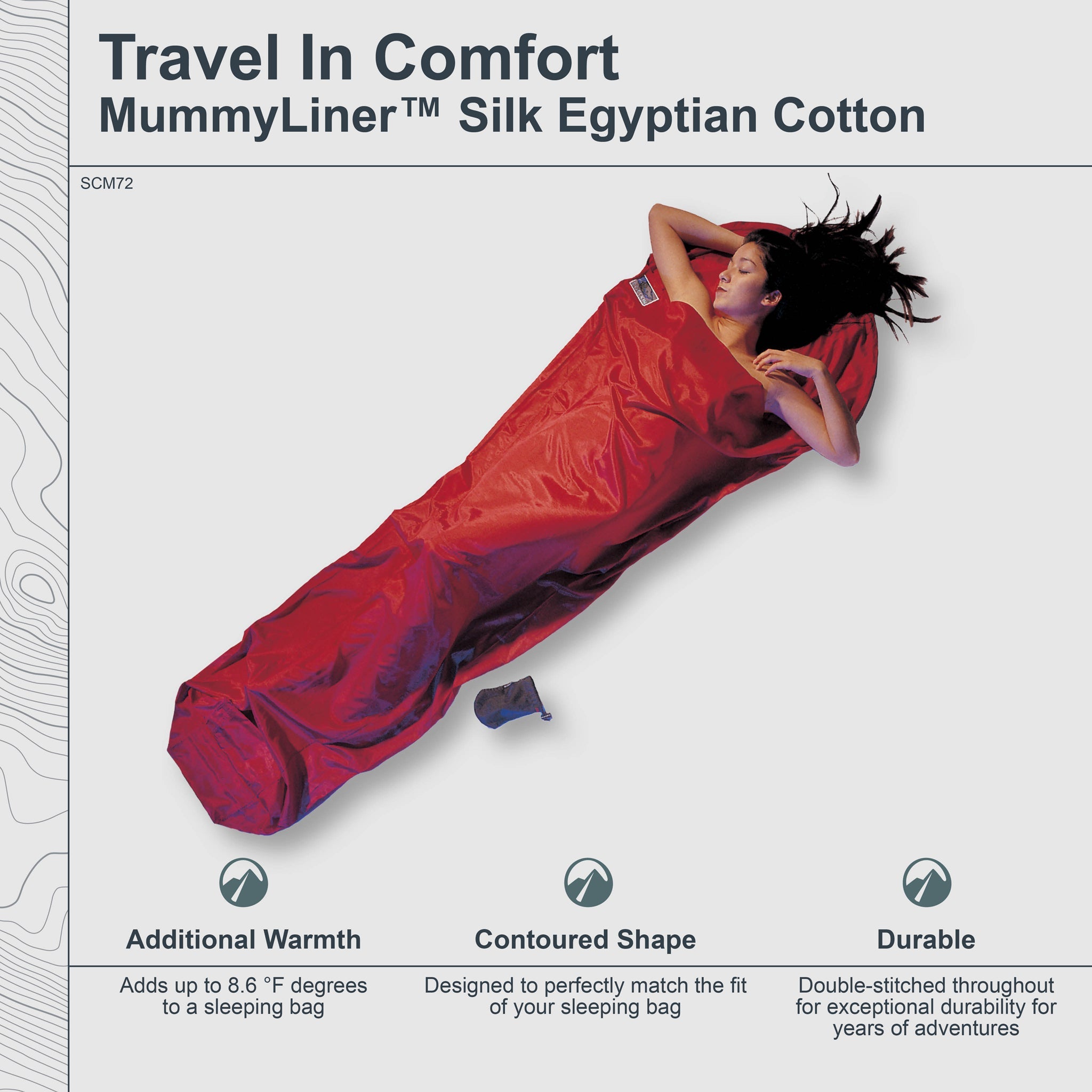 Silk Egyptian Cotton MummyLiner by COCOON, featuring smooth silk and soft Egyptian cotton for comfortable bedding.