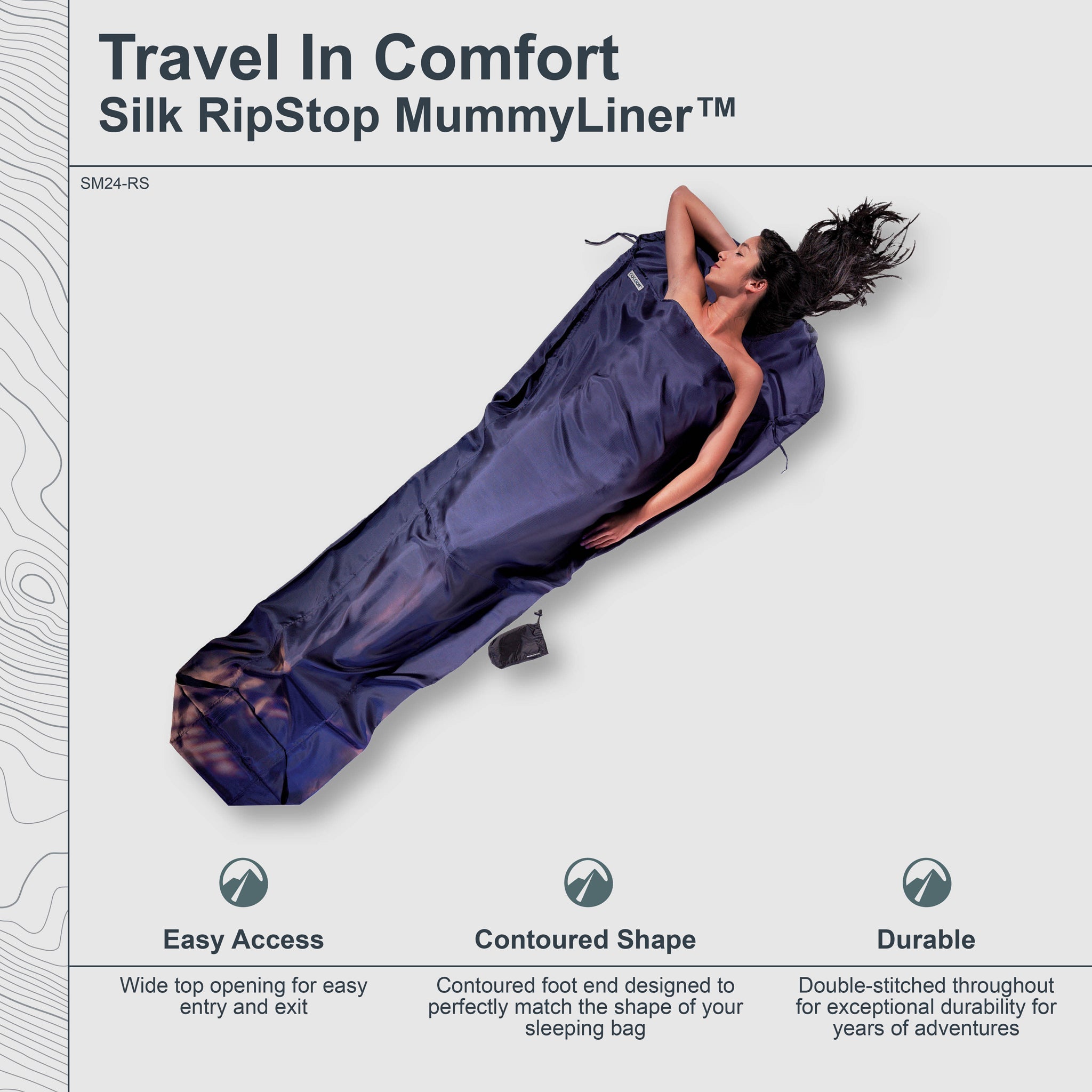 COCOON MummyLiner™ in RipStop Silk, showcasing durable fabric texture and lightweight design for sleeping bags.