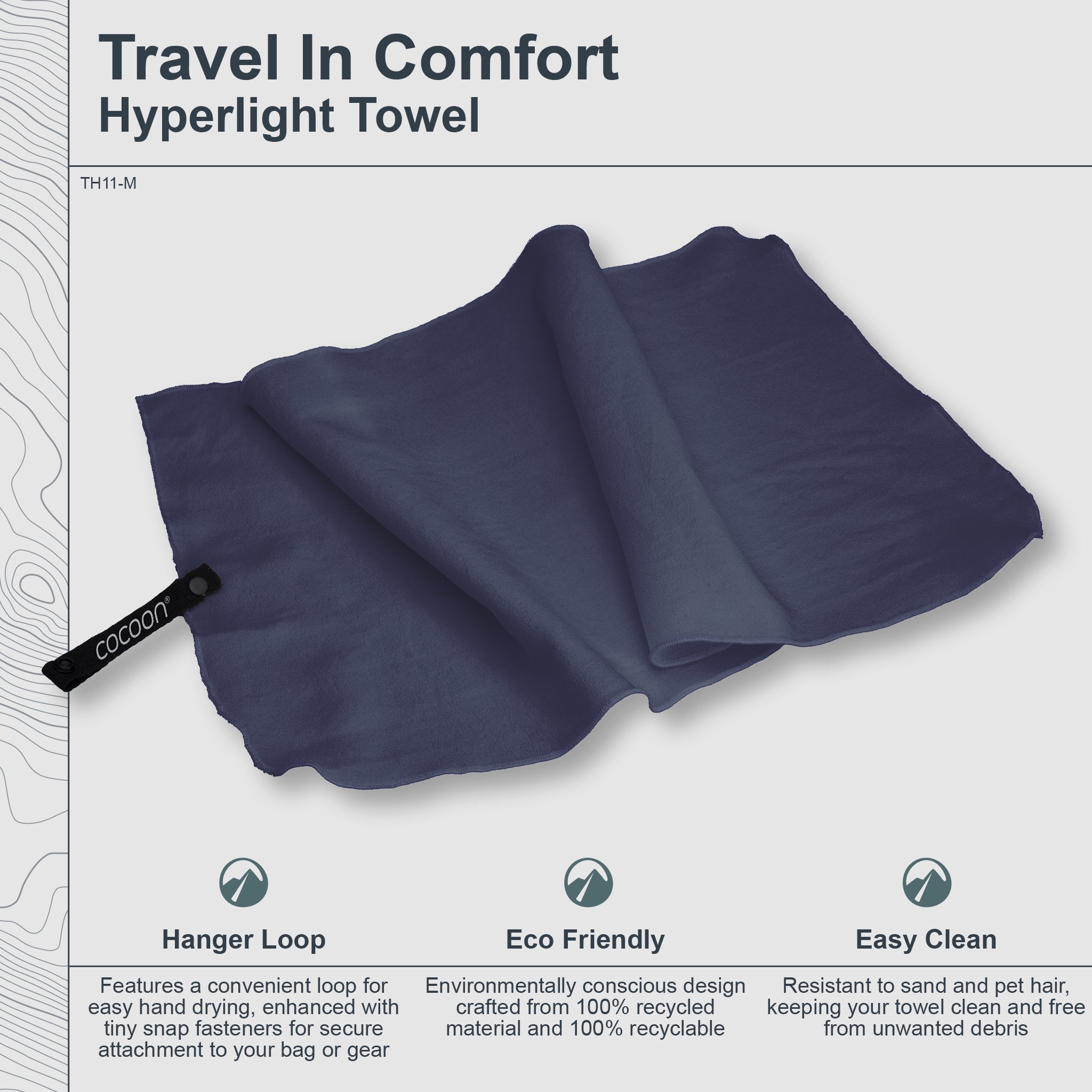COCOON Hyperlight Travel Towel displayed, showcasing its compact size and lightweight fabric in a vibrant color.