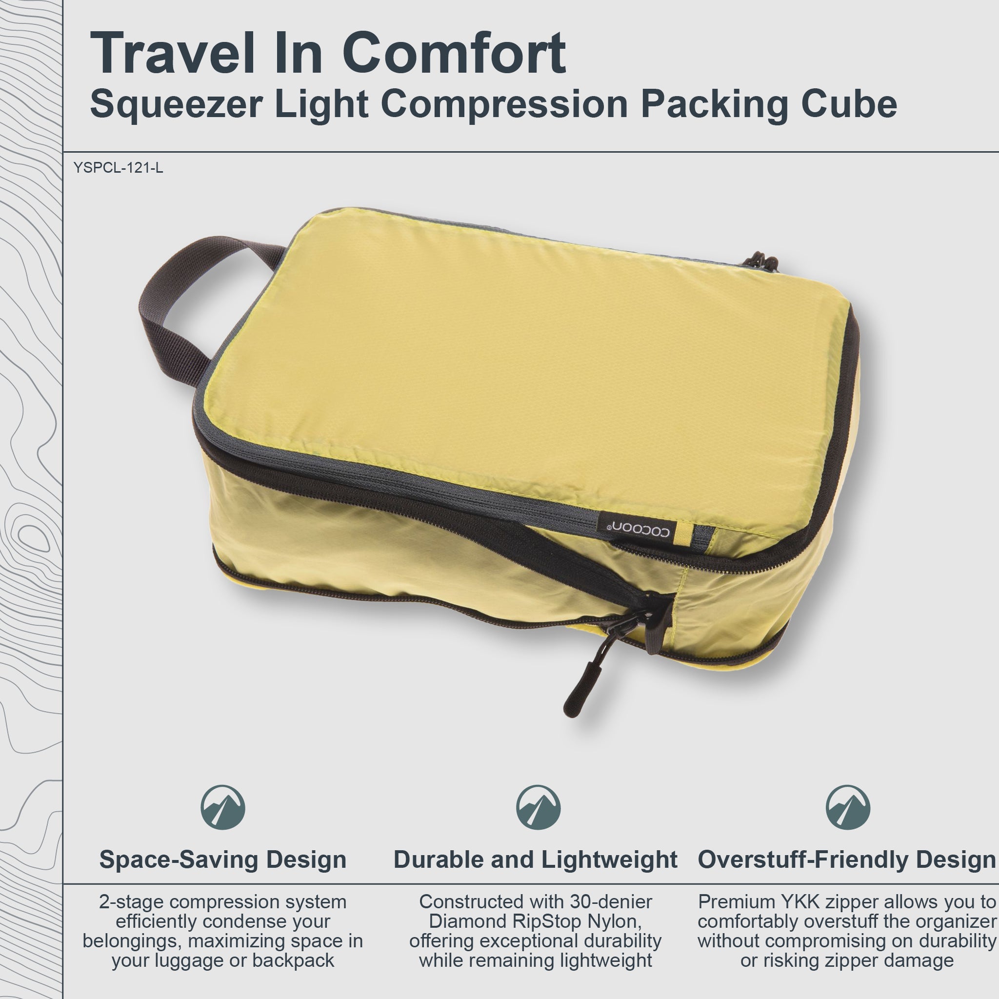 COCOON Squeezer Light Compression Packing Cube, compact and lightweight travel organizer with compression feature.