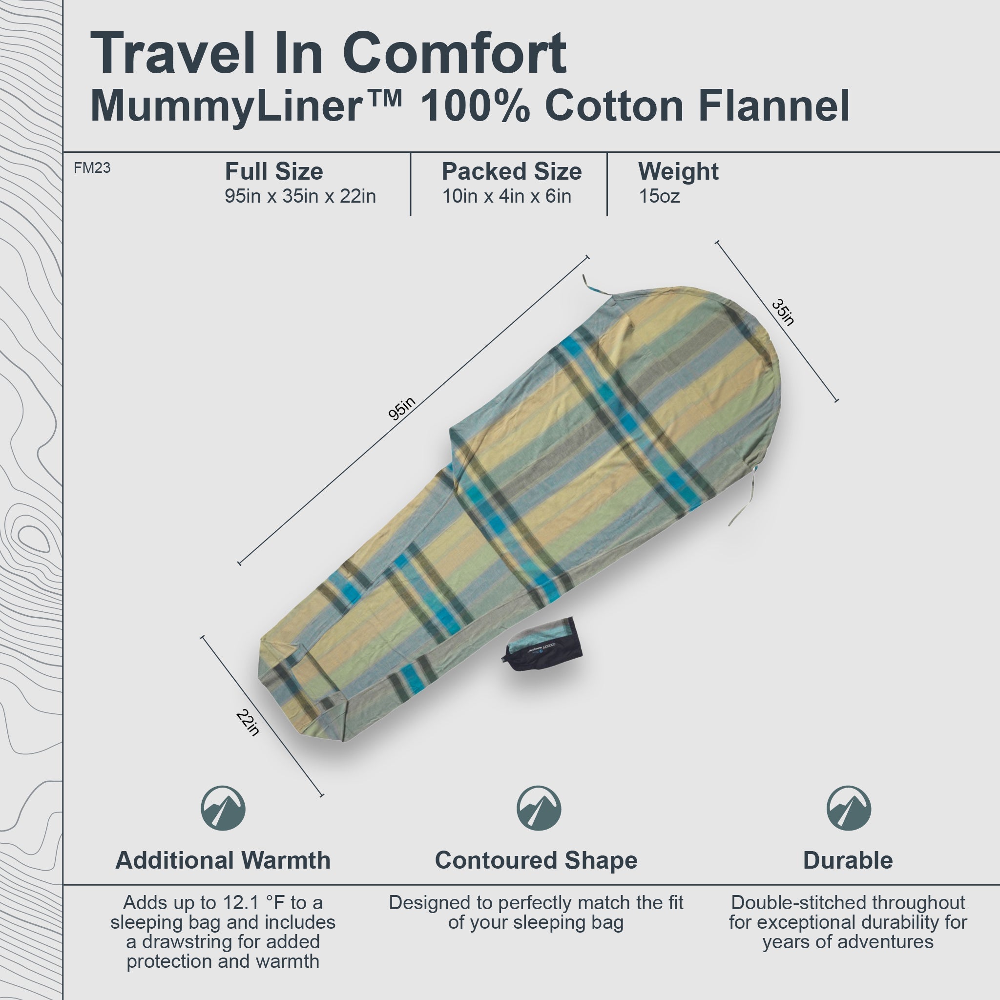 COCOON MummyLiner™ Cotton Flannel blanket with soft, breathable cotton flannel fabric, displayed folded in the image.