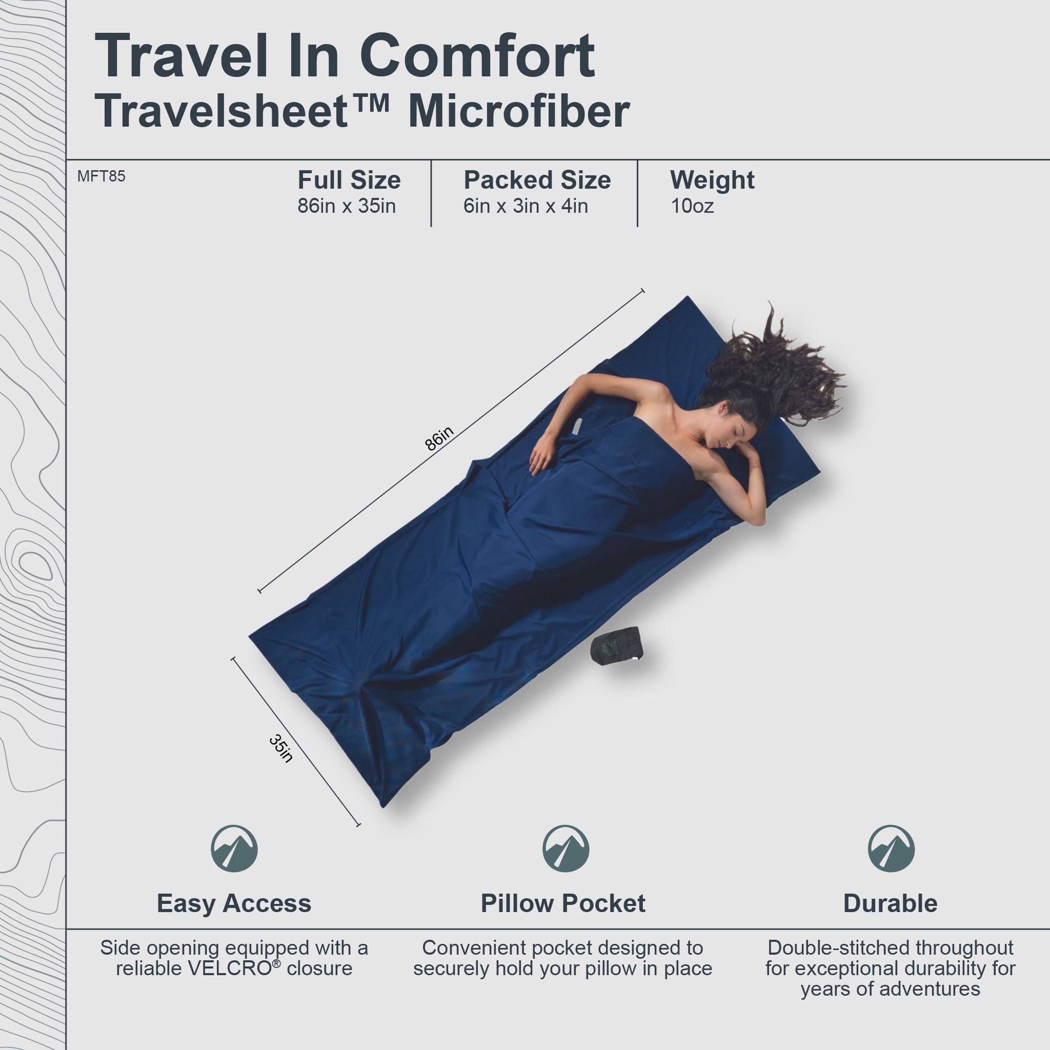 COCOON TravelSheet™ Microfiber in vibrant color, showcasing lightweight and compact design for easy travel use.