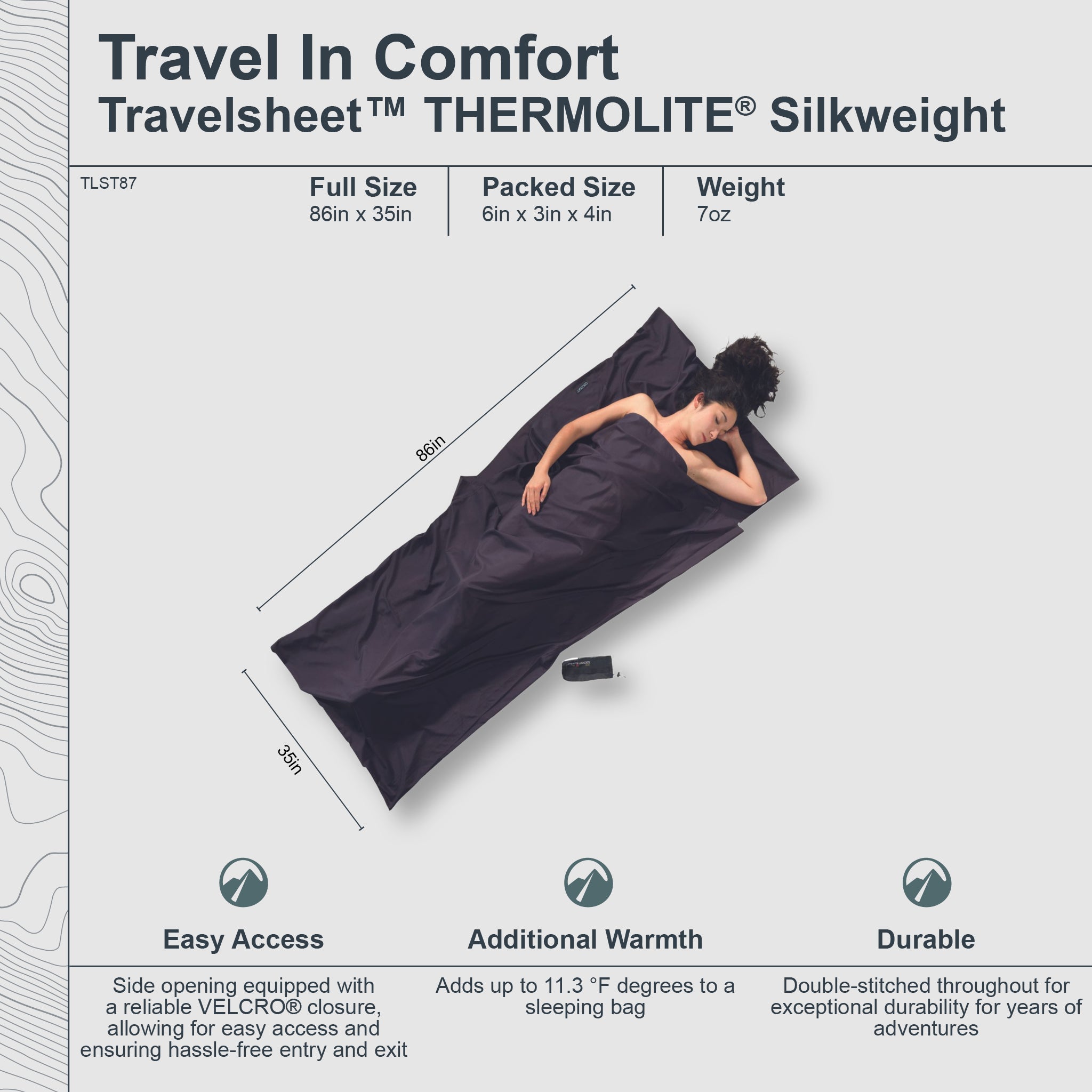 COCOON Travelsheet™ Thermolite® Silkweight in a cozy, lightweight design ideal for camping and travel use.