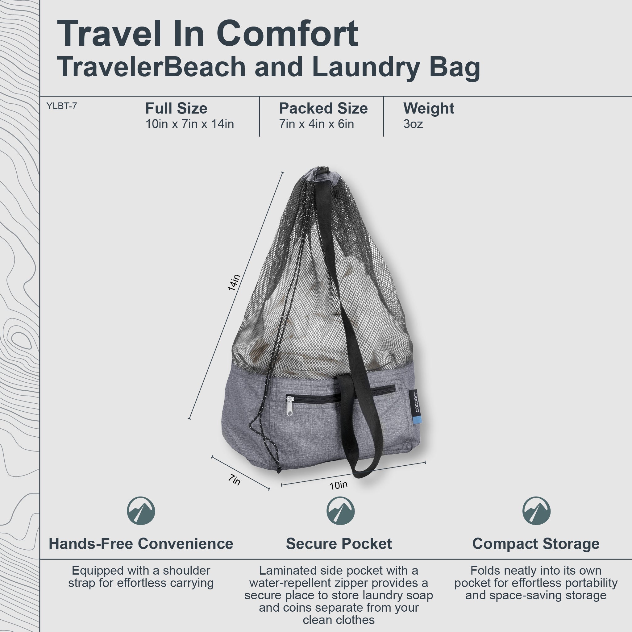 COCOON traveler and city laundry bag, lightweight fabric with handles, designed for easy packing and transport.