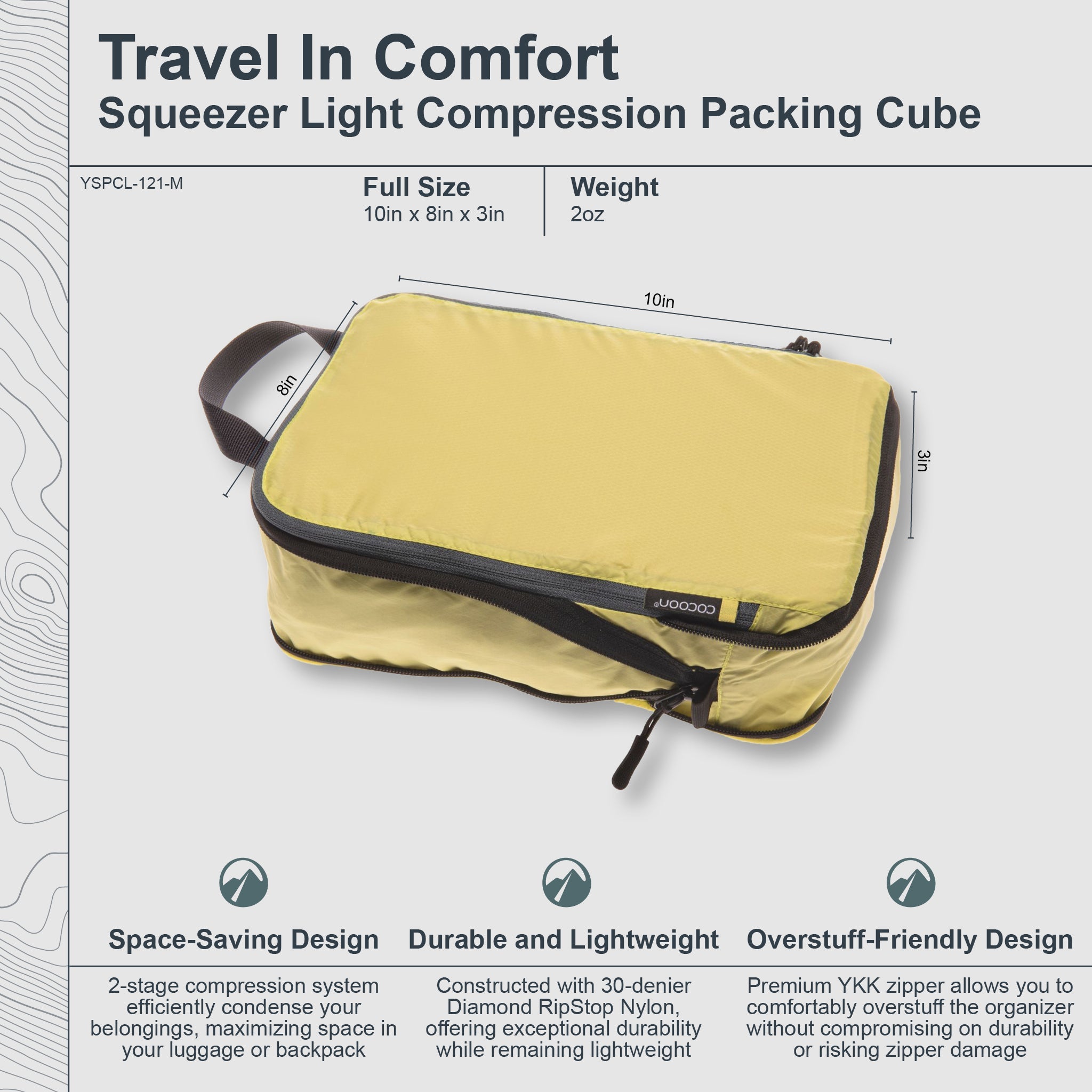 COCOON Squeezer Light Compression Packing Cube for travel, compact and lightweight storage organizer with compression feature.