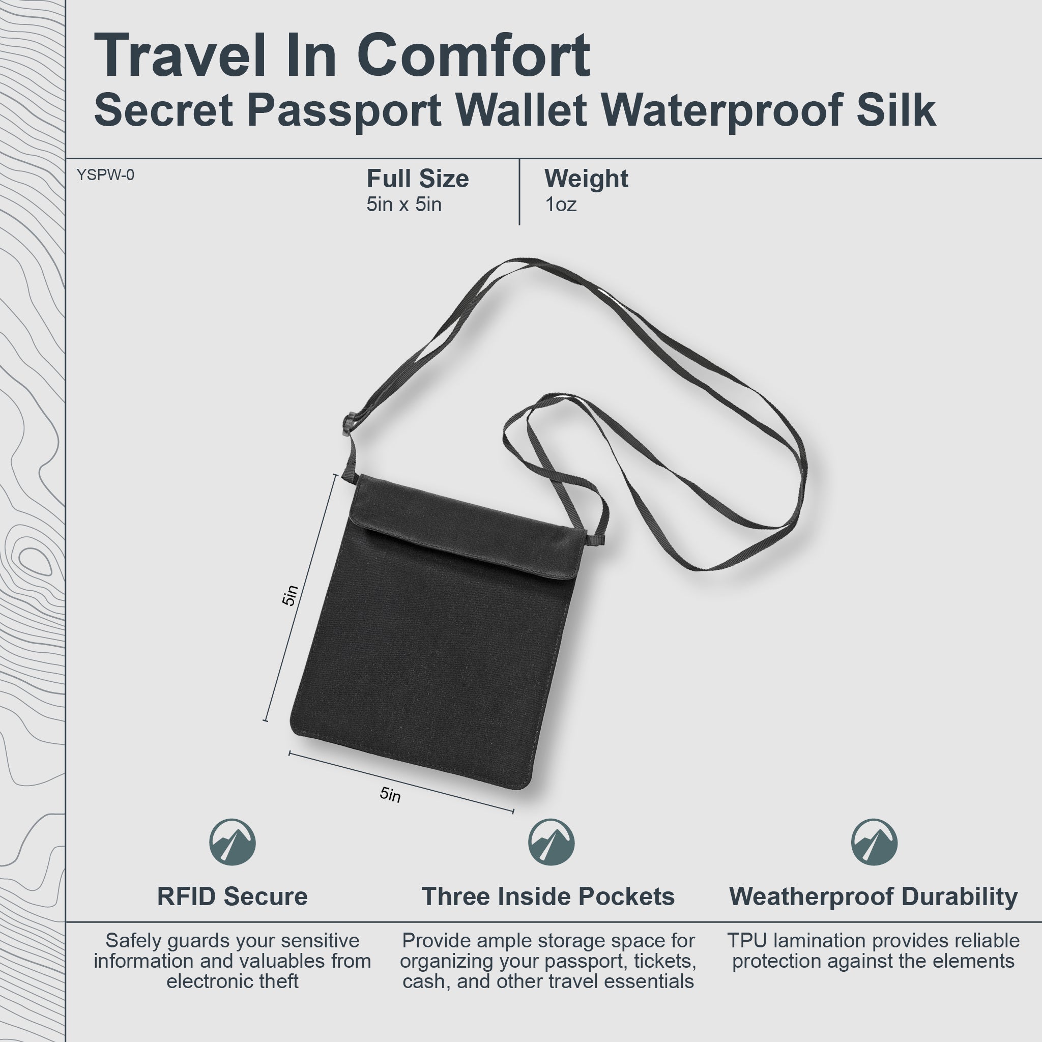 COCOON Secret Passport Wallet Monsoon Silk™ neck wallet with sleek design, soft silk material, and secure storage for travel documents.