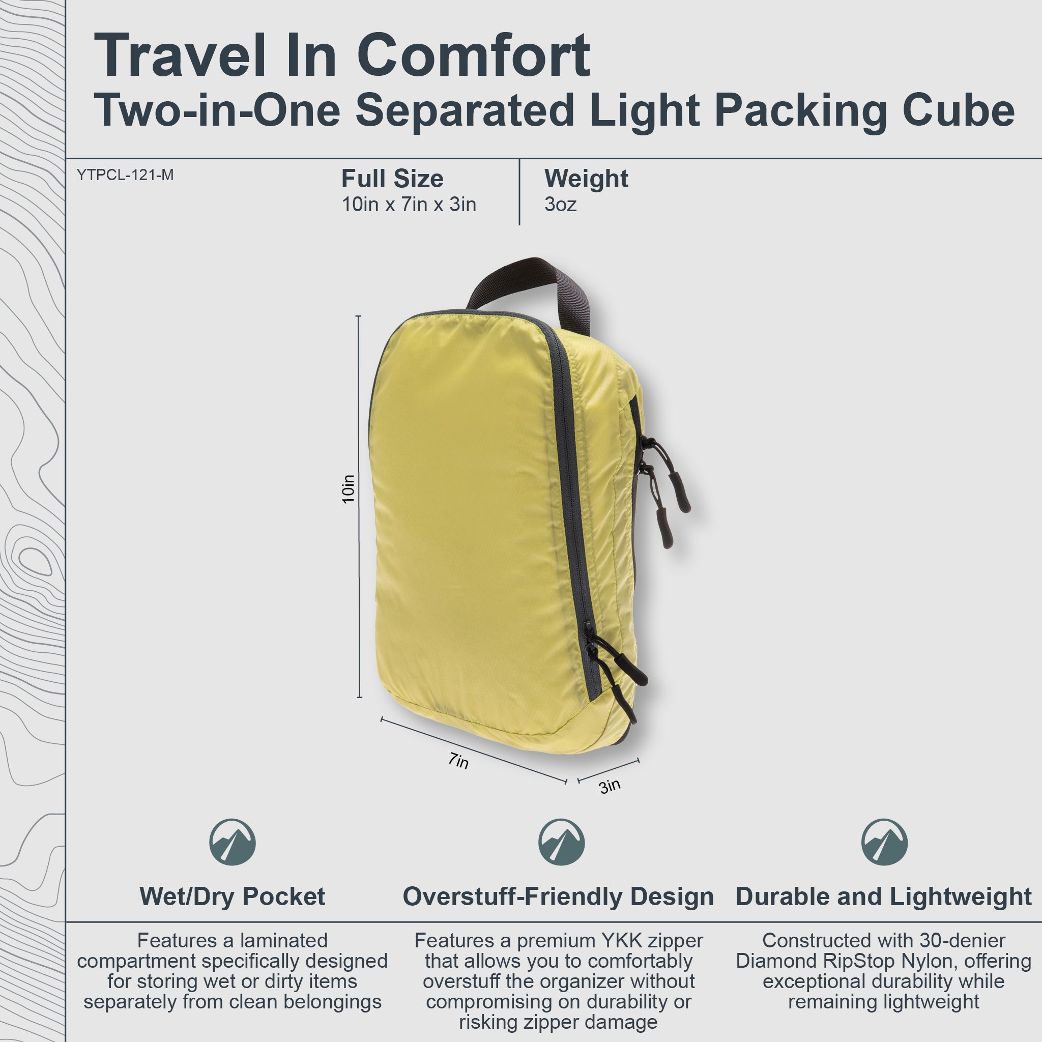 Light two-in-one separated packing cube by COCOON for organized travel storage, shown in a compact, lightweight design.