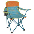 TRAPSKI Coleman Kids Quad Chair in teal, camping chair designed for children with armrests and durable fabric.