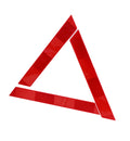 Collapsible reflective road safety triangle with carrying case, emergency warning tool for roadside vehicle breakdowns.