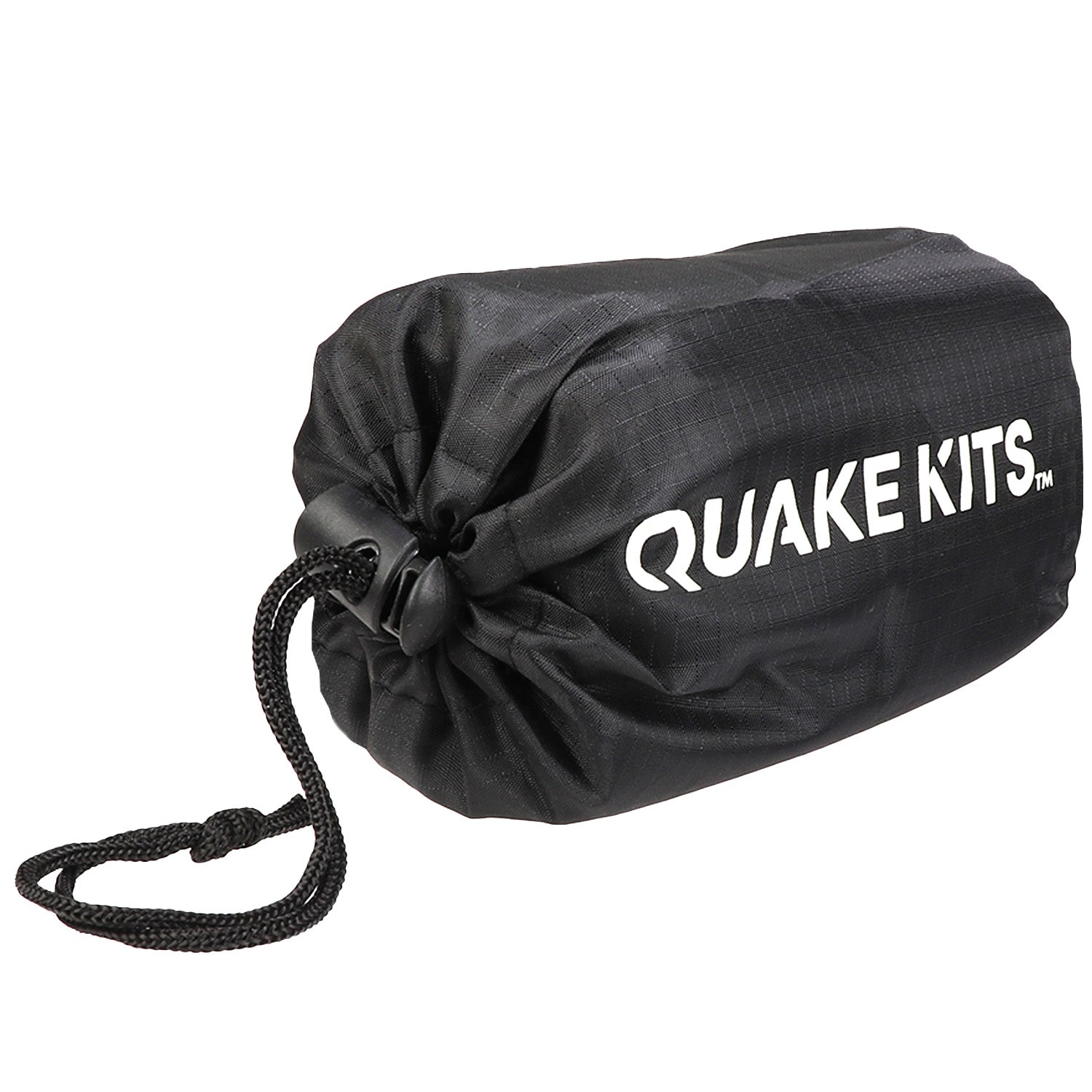 Compact waterproof Mylar bivvy sleeping bag by Quake Kits, lightweight emergency shelter and thermal bivvy for survival situations.