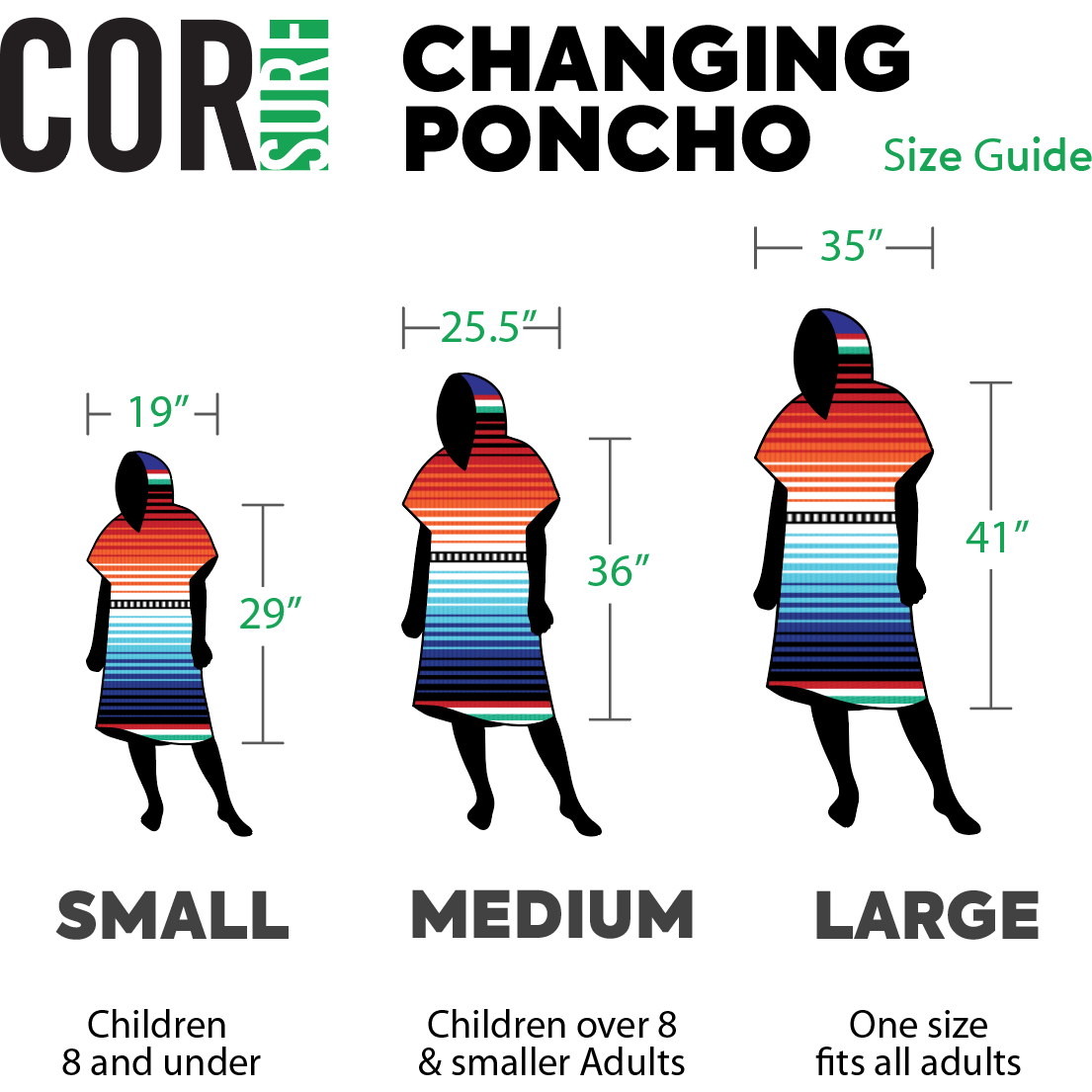 Kids' Retro Sand Changing Towel Poncho by COR Surf, featuring colorful graphic design and hooded towel for beach or pool use.