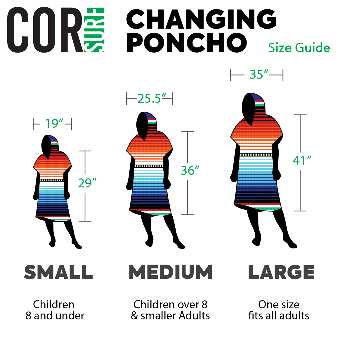 COR Surf Kailua Changing Towel Poncho in large size, featuring a graphic design, made of soft, absorbent fabric for versatile use.