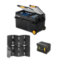 Green Vista Living BougeRV CRD2 Dual Zone Solar Battery Portable Fridge Kit with control panel and accessories.
