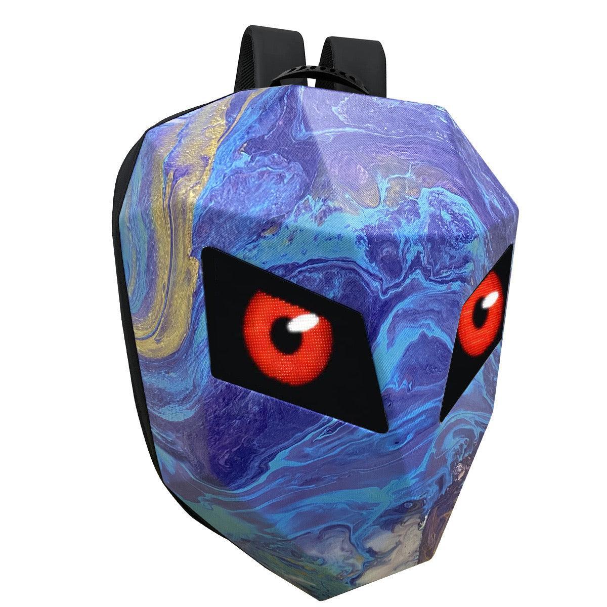 Bean's Moto Booth Crelander™ LED hard-shell motorcycle backpack, water-resistant with LED light, rugged motorcycle gear storage.