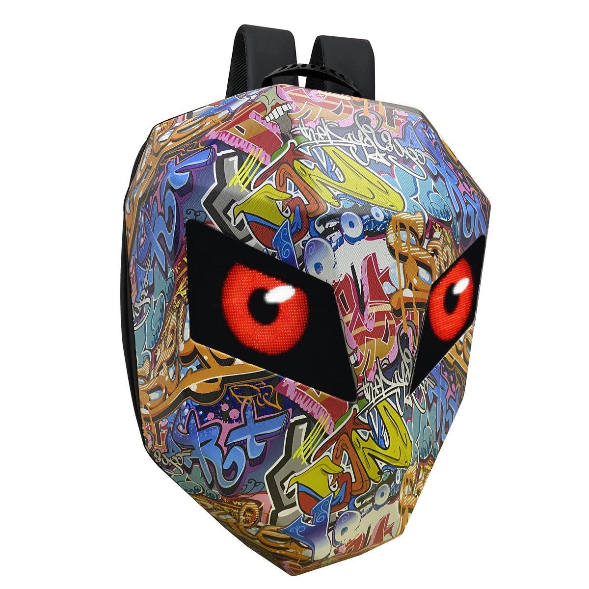 Bean's Moto Booth Crelander™ LED hard shell motorcycle backpack, water-resistant, with LED lighting, designed for motorcycle riding.
