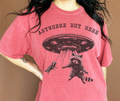 Comfort Colors UFO raccoon T-shirt featuring a humorous design, perfect for casual wear by Blue June Outfitters.