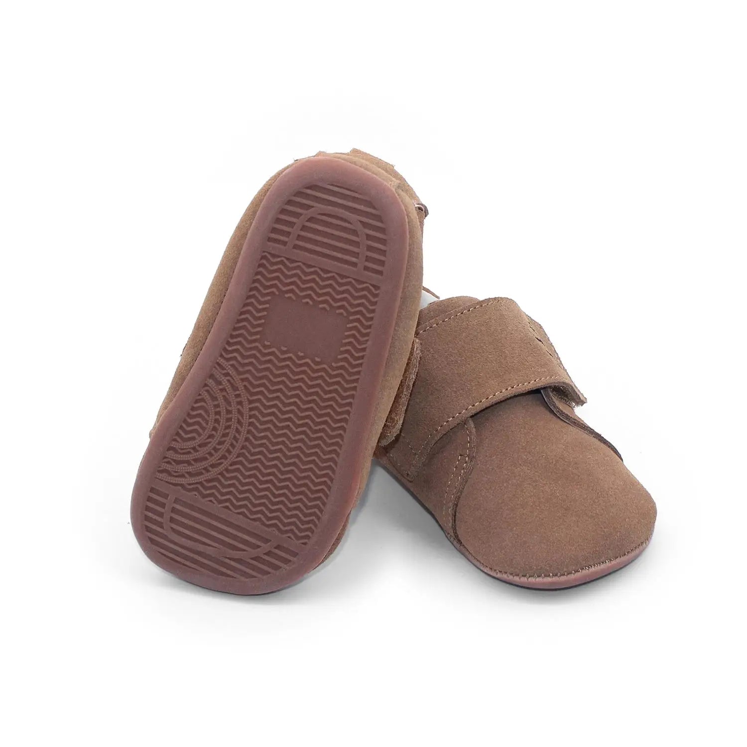 Bearfoot Cub SV toddler shoe in oak brown suede, featuring a soft, comfortable design for little feet.