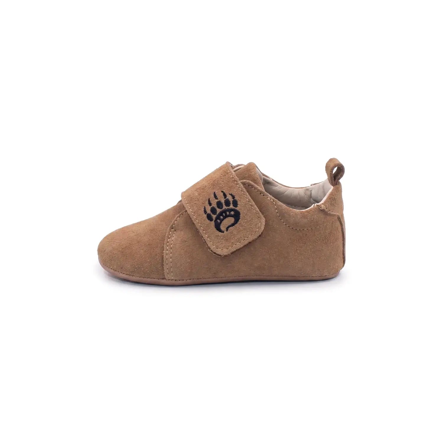 Bearfoot Cub SV toddler shoe in tan suede, featuring a soft, comfortable design for little feet and easy slip-on style.