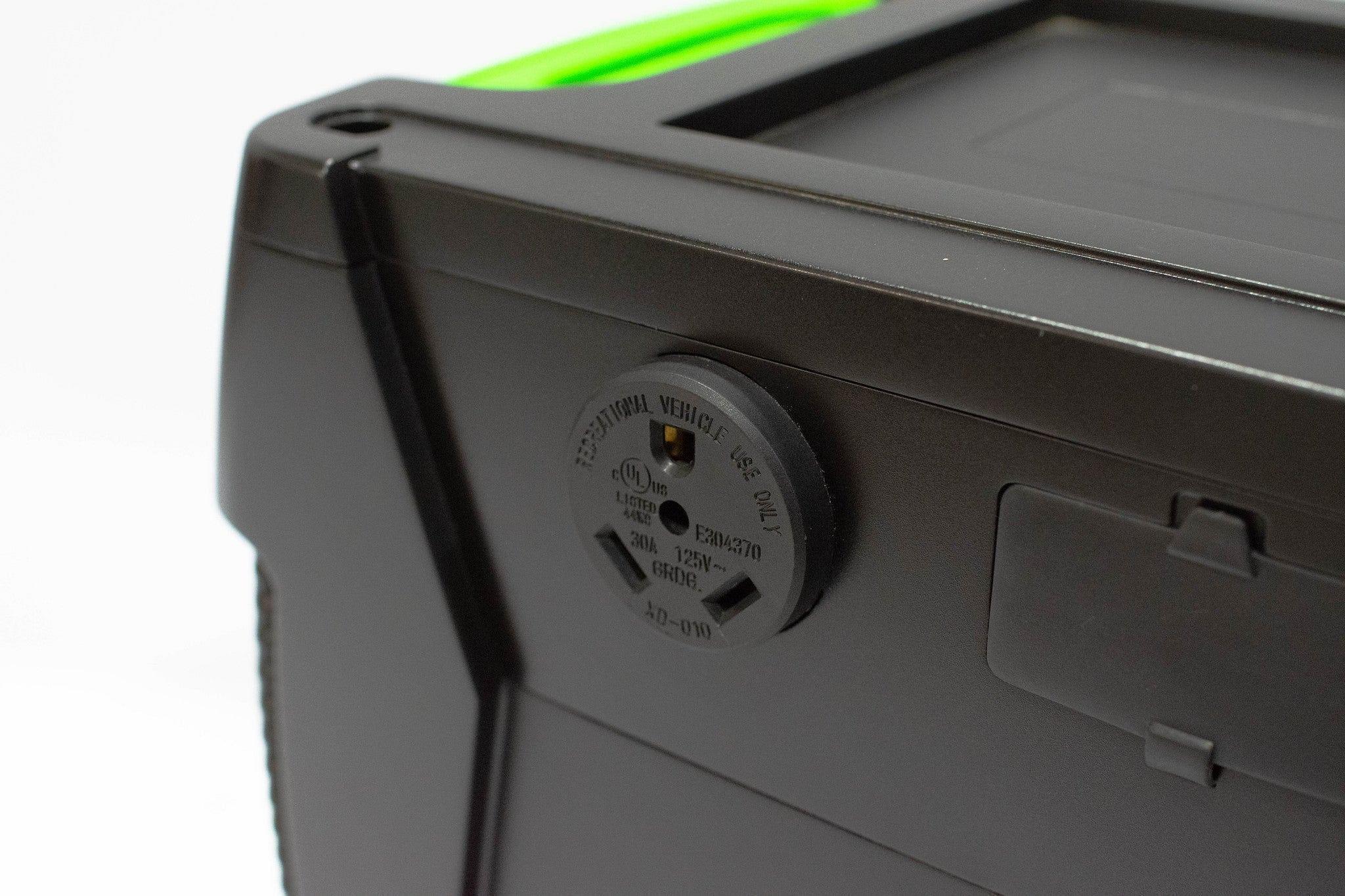 Green Vista Living Nature's Generator Elite 3600W solar generator with control panel and multiple outlets for portable solar power.