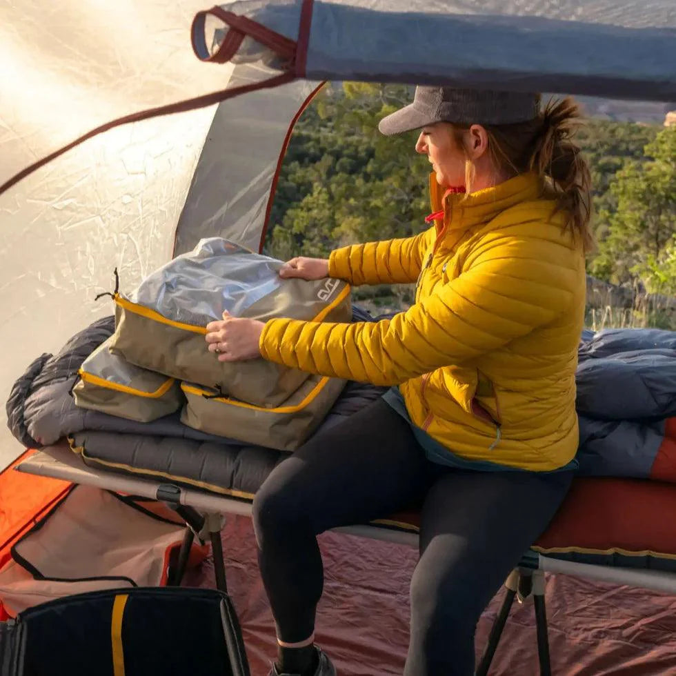 TRAPSKI CVT-Camping Cube, a compact outdoor camping storage cube with durable fabric and sturdy handles for camping trips.