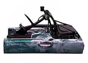 ReelYaks modular kayak middle expansion section in cyan, designed to convert a solo kayak into a tandem kayak.