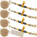 Ratchet Chain Binder, 5/16"-3/8" Heavy Duty Load Binders, with G80 Chains 7100 lbs Secure Load Limit, Labor-saving Anti-skid Handle, Tie Down Hauling Chain Binders for Flatbed Truck Trailer, 4 P