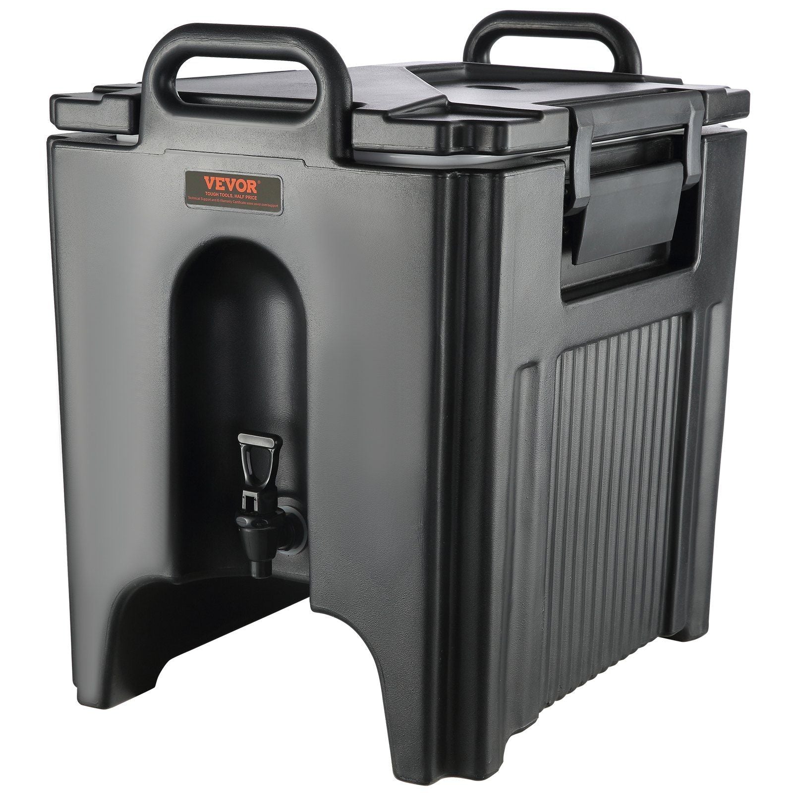 VYSN 10-gallon insulated beverage dispenser with two-stage faucet handle, food-grade construction, suitable for hot and cold drinks.