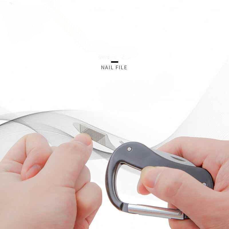 Outdoor multifunctional key carabiner from Bean's Moto Booth, featuring a durable metal clip and versatile design for outdoor use.