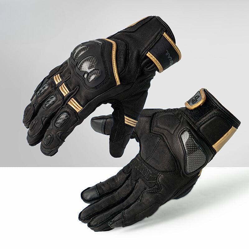 Alien Snail™ motorcycle tactical racing gloves by Bean's Moto Booth, featuring carbon fiber details and reinforced knuckles.